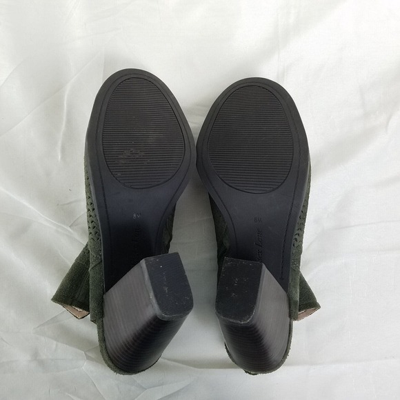 Essex Lane Boots Womens 8 M Dark Green Booties Side Zip Block High Heel Peep Toe - Picture 4 of 11